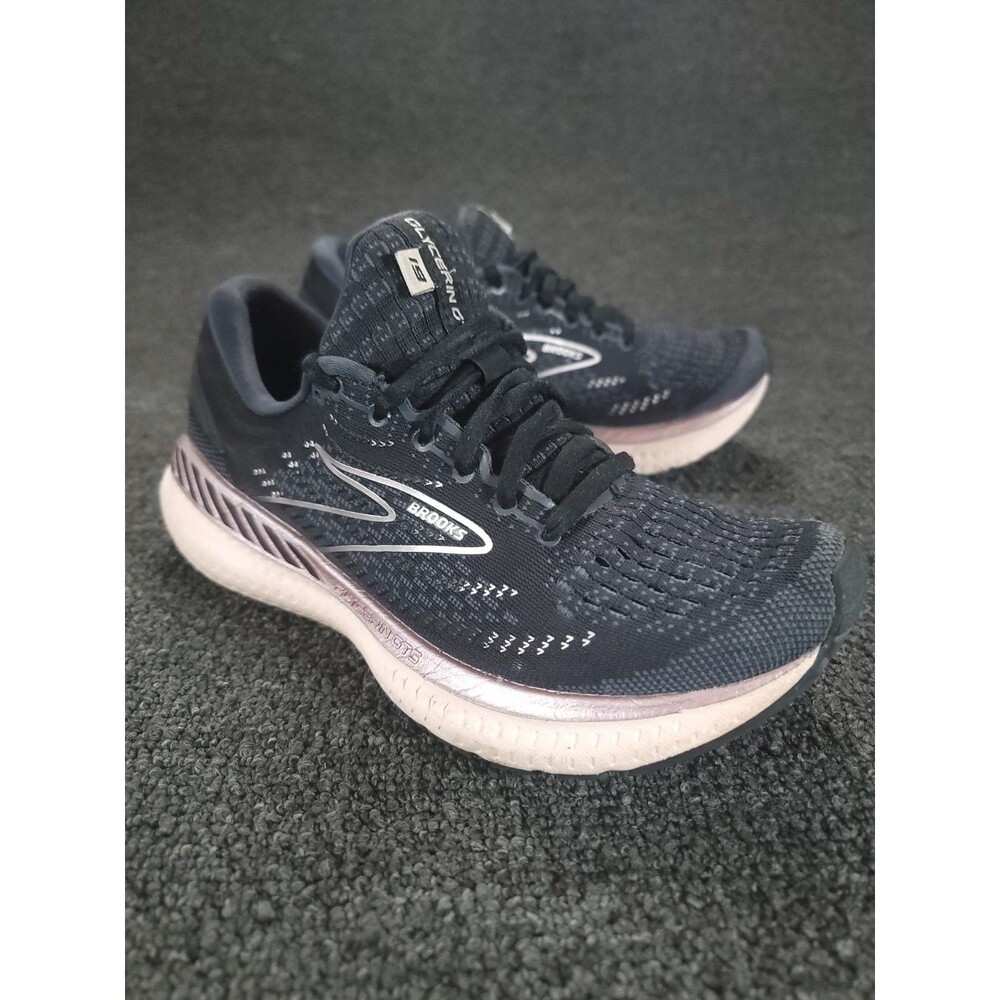 Brooks Glycerin 19 Running Shoes Womens Size 7 Black Rose Gold Gym Sneakers